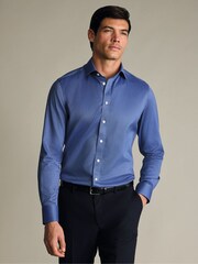 Charles Tyrwhitt Blue Regular Fit Non-Iron Twill Cutaway Collar Shirt - Image 1 of 6