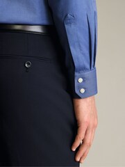 Charles Tyrwhitt Blue Regular Fit Non-Iron Twill Cutaway Collar Shirt - Image 3 of 6