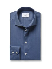 Charles Tyrwhitt Blue Regular Fit Non-Iron Twill Cutaway Collar Shirt - Image 4 of 6