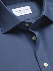 Charles Tyrwhitt Blue Regular Fit Non-Iron Twill Cutaway Collar Shirt - Image 5 of 6