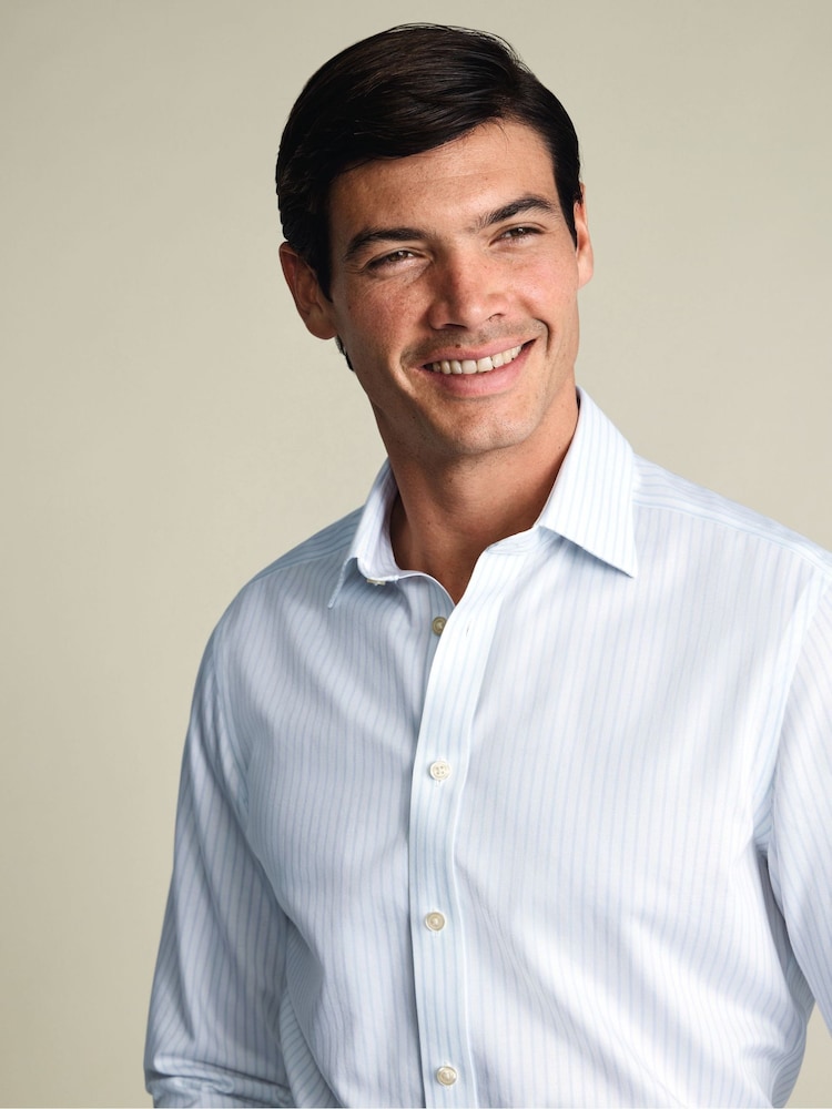 Charles Tyrwhitt Sky Blue Non-Iron Twill Stripe Shirt - Image 2 of 8