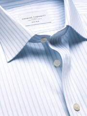 Charles Tyrwhitt Sky Blue Non-Iron Twill Stripe Shirt - Image 7 of 8