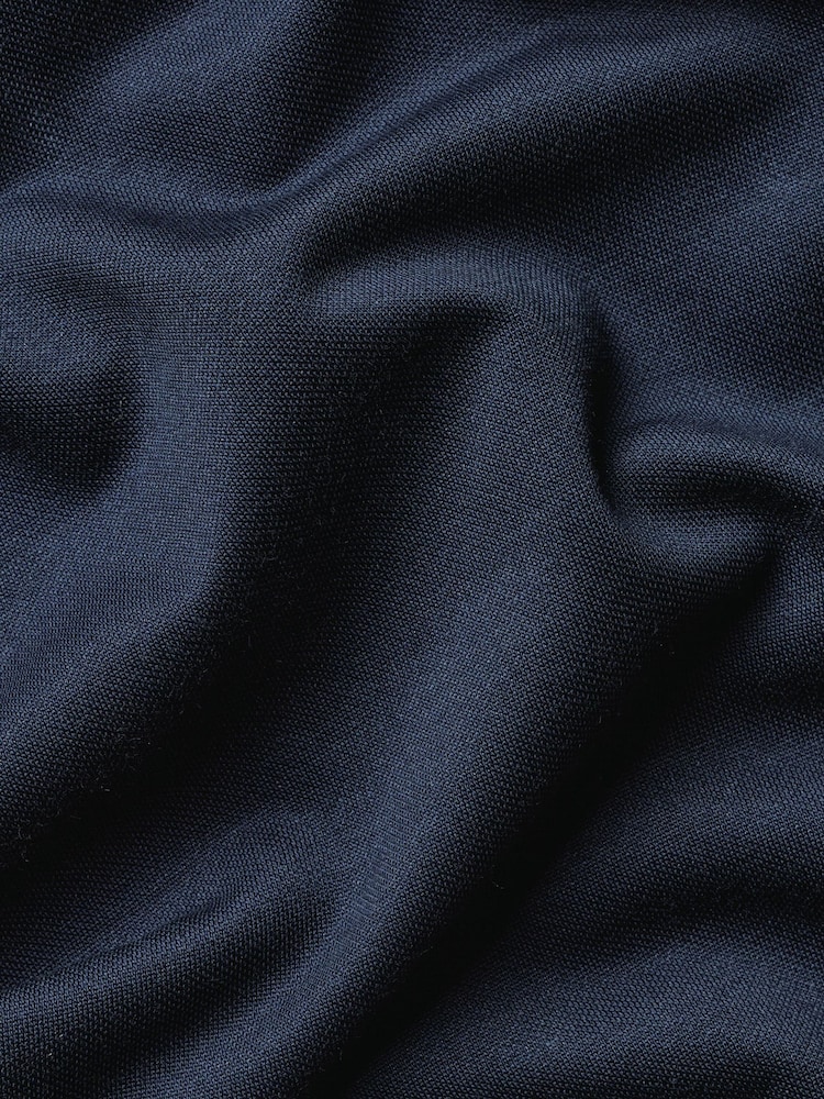 Charles Tyrwhitt Navy Short Sleeve Performance Long Sleeve Jersey Polo Shirt - Image 5 of 5