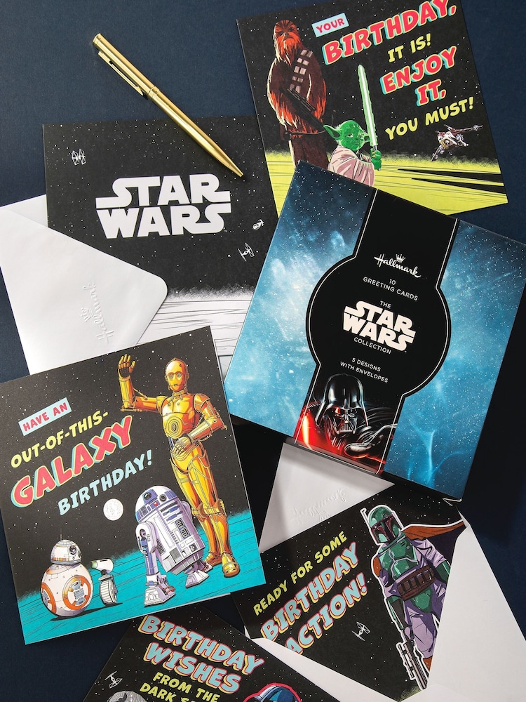 Hallmark 10 Pack Black Star Wars Birthday Cards 5 Designs - Image 1 of 4 Hallmark 10 Pack Black Star Wars Birthday Cards 5 Designs - Image 1 of 4
