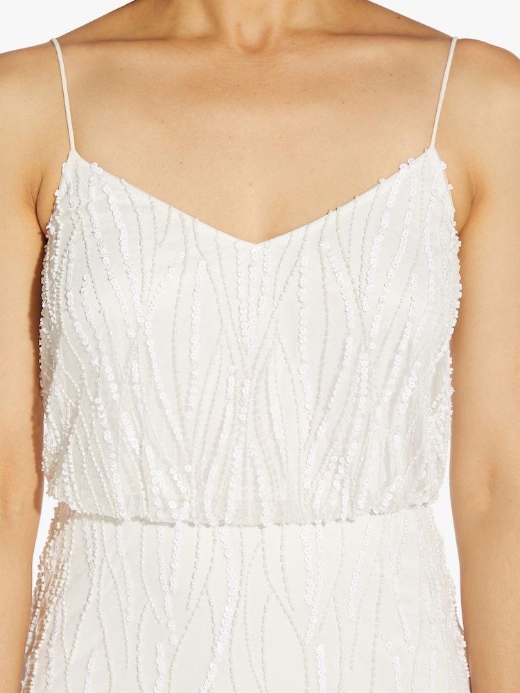 sachin and babi light blue dress Adrianna Papell Asymmetrical Beaded Blouson Dress main image 1