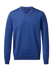 Charles Tyrwhitt Blue Merino V-Neck Jumper - Image 3 of 4