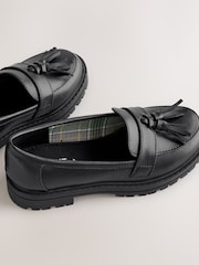 Matt Black Wide Fit (G) School Chunky Tassel Loafers - Image 3 of 5