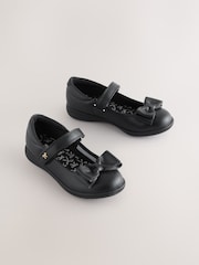 Black Matt Wide Fit (G) Bow Mary Jane School Shoes - Image 1 of 5