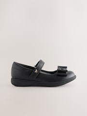 Black Matt Wide Fit (G) Bow Mary Jane School Shoes - Image 2 of 5