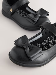 Black Matt Wide Fit (G) Bow Mary Jane School Shoes - Image 3 of 5