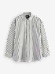 The Savile Row Company Striped Classic Fit Cotton Poplin Single Cuff Formal Brown Shirt - Image 1 of 1