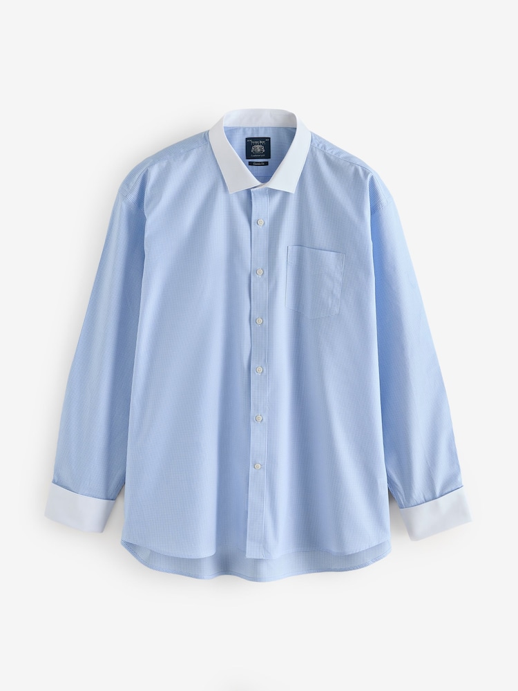 The Savile Row Company Blue Window Check Classic Fit Cotton Winchester Formal Shirt Double Cuff - Kuva 1 / 1