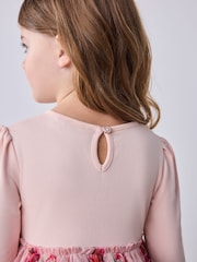 Baker by Ted Baker Pink Floral Tiered Mesh Mockable Dress - Image 6 of 12