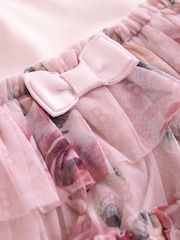 Baker by Ted Baker Pink Floral Tiered Mesh Mockable Dress - Image 9 of 12