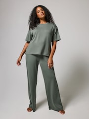 LOVALL Green Soft Touch Wide Leg Lounge Set - Image 2 of 6