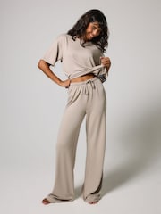 LOVALL Natural Tall Soft Touch Wide Leg Lounge Set - Image 1 of 6