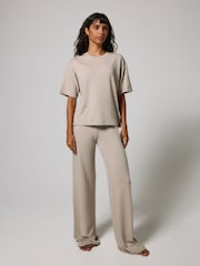 LOVALL Natural Tall Soft Touch Wide Leg Lounge Set - Image 4 of 6