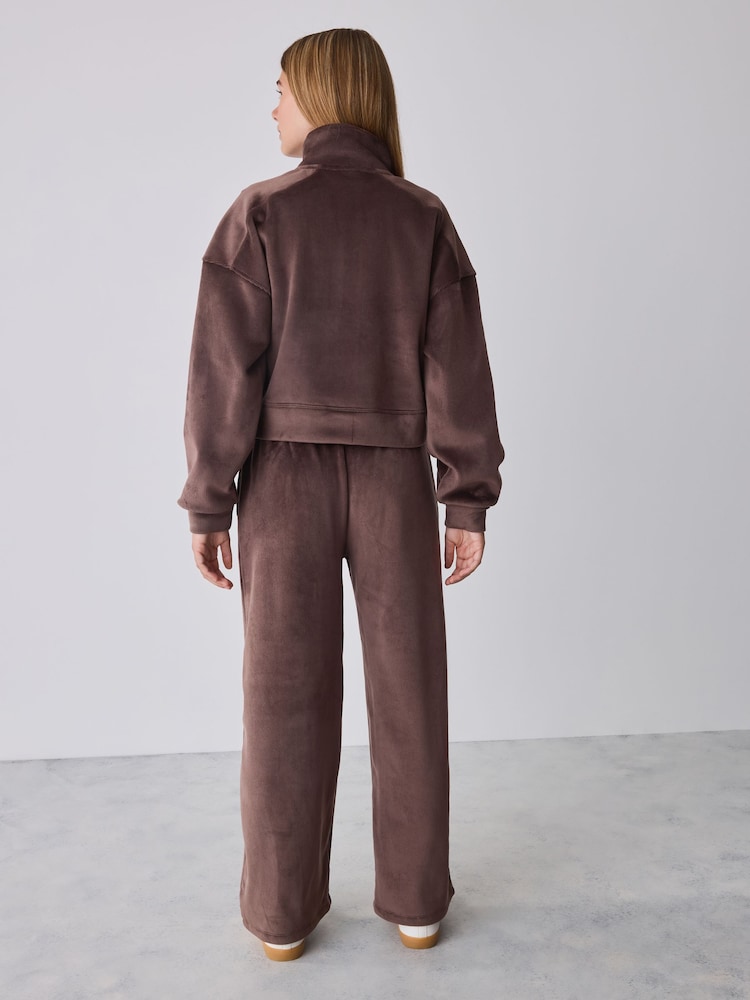 Шоколадты қоңыр - Baker by Ted Baker Velour Rib Funnel Zip Through & Joggers Set 2 Piece - 11суретінің 2 суреті