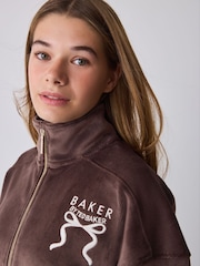 Шоколадты қоңыр - Baker by Ted Baker Velour Rib Funnel Zip Through & Joggers Set 2 Piece - 11суретінің 4 суреті
