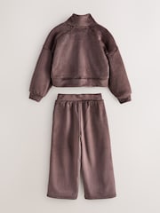 Шоколадты қоңыр - Baker by Ted Baker Velour Rib Funnel Zip Through & Joggers Set 2 Piece - 11суретінің 7 суреті