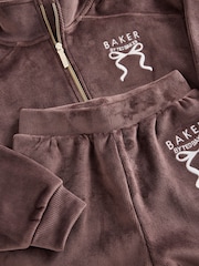 Шоколадты қоңыр - Baker by Ted Baker Velour Rib Funnel Zip Through & Joggers Set 2 Piece - 11суретінің 8 суреті