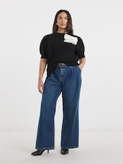 Simply Be Black 3D Bow Appliqué Knitted Top - Image 1 of 4