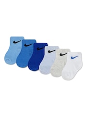 Nike Blue Infant Swoosh Ankle Socks 6 Pack - Image 1 of 3