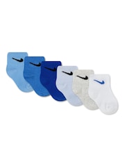 Nike Blue Infant Swoosh Ankle Socks 6 Pack - Image 2 of 3