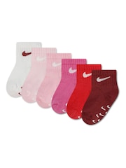 Nike Pink Nhn Core Swoosh Gripper Socks 6 Pack - Image 1 of 3