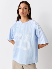 Gaiši zils - adidas Originals lielizmēra vintage džersejas krekls - Attēls 1 no 5