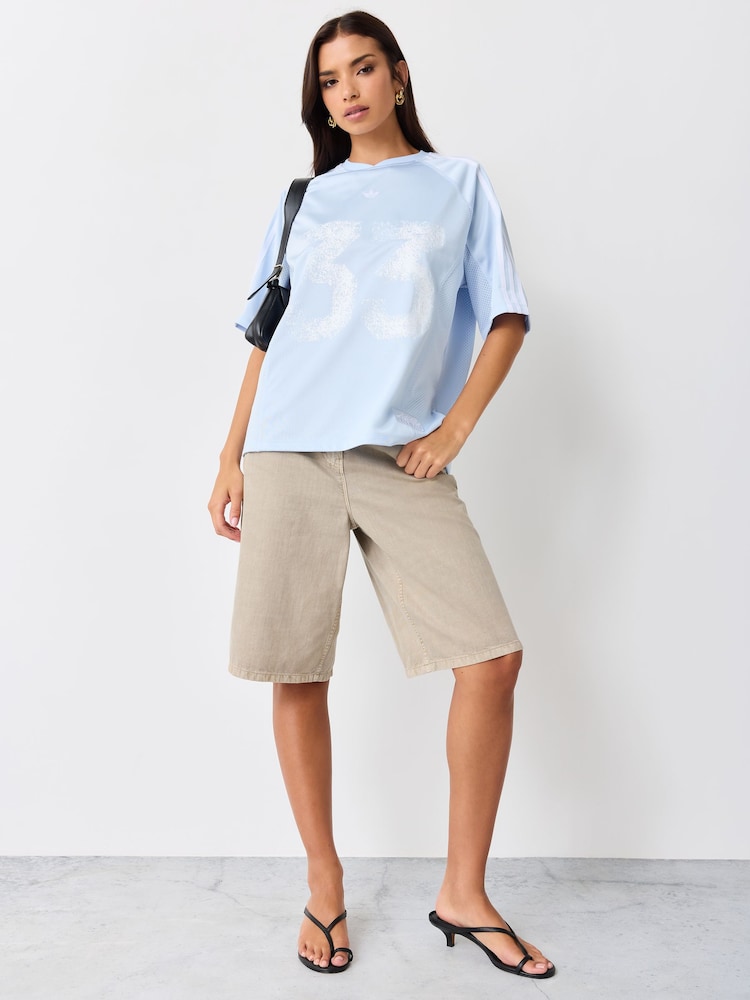 Gaiši zils - adidas Originals lielizmēra vintage džersejas krekls - Attēls 2 no 5