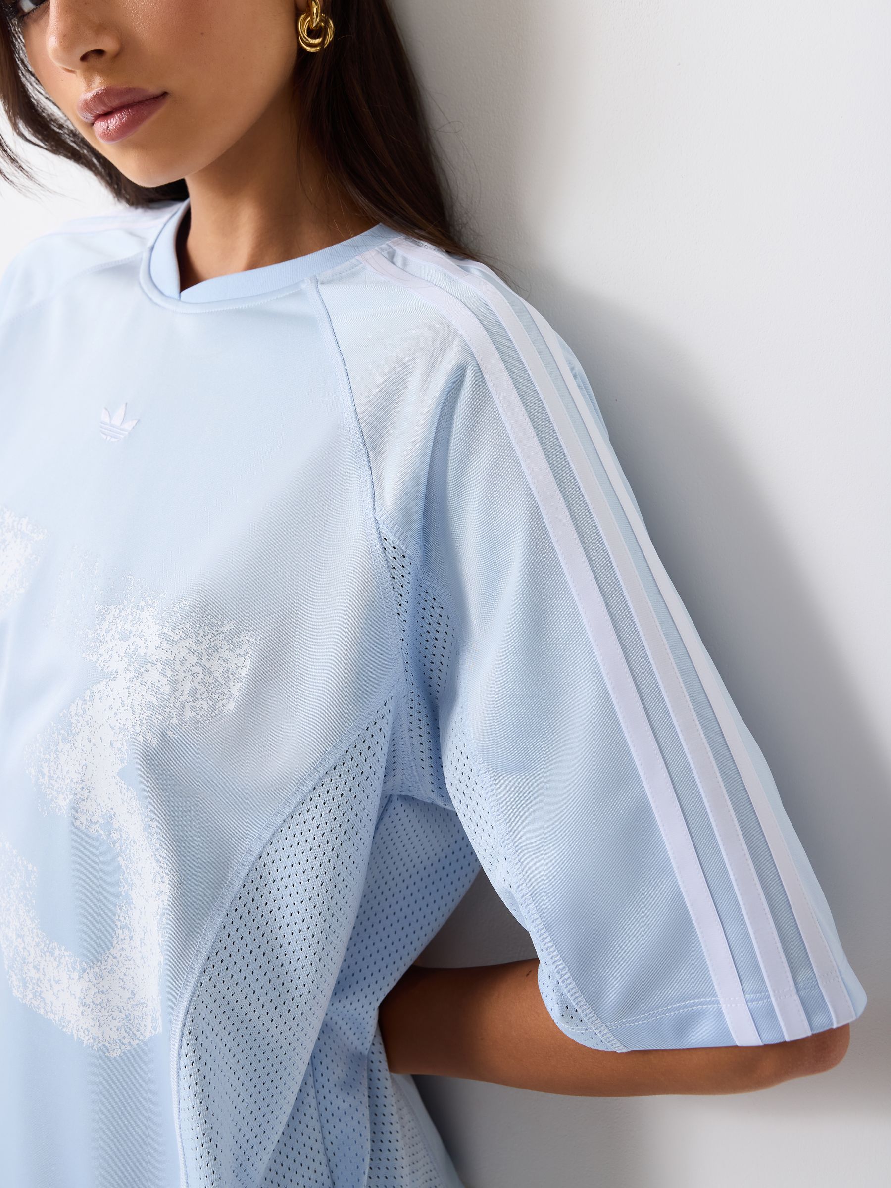 Buy adidas Originals Light Blue Oversized Vintage Jersey Top from