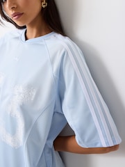 Gaiši zils - adidas Originals lielizmēra vintage džersejas krekls - Attēls 4 no 5