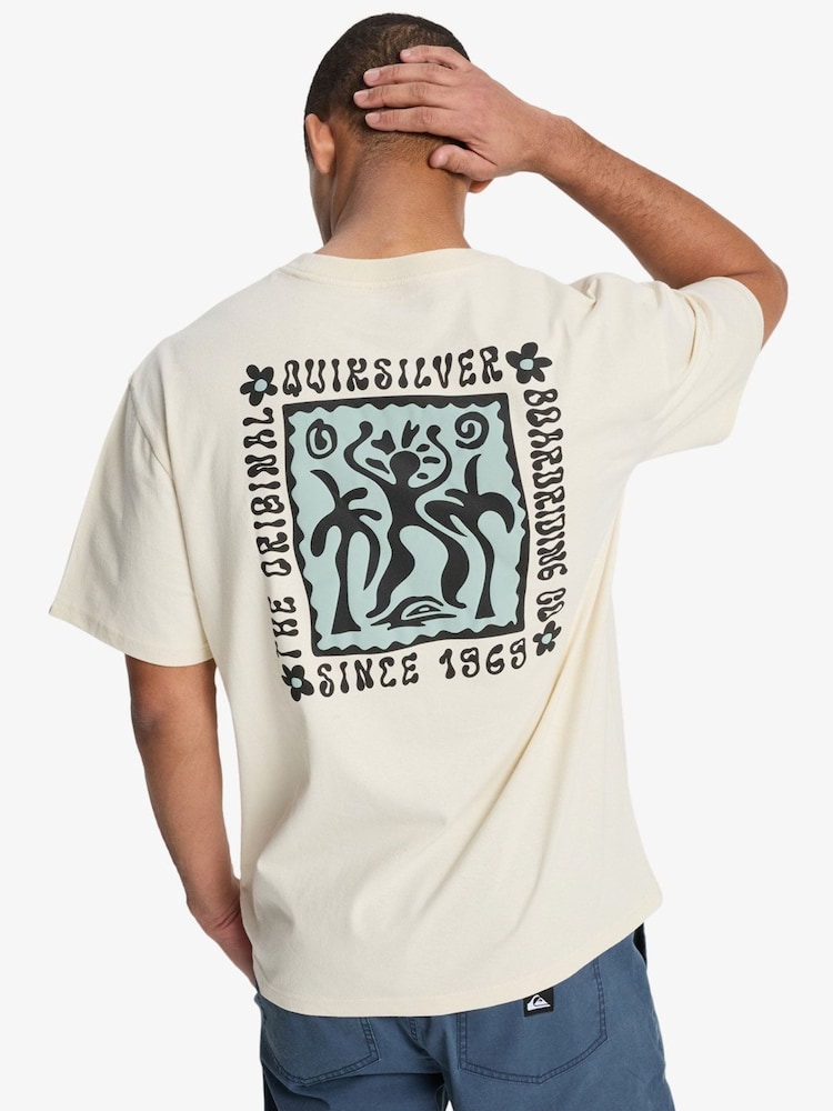 Quiksilver White Serenity Splash Backprint Graphic Short Sleeve Logo T-Shirt - Image 2 of 8