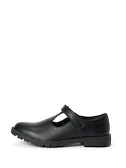 Kickers Black Lachly T Bar Leather Youth Shoes - Image 1 of 5