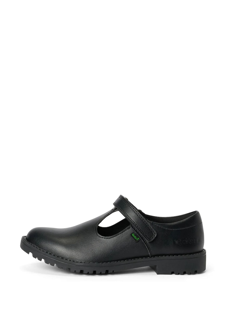 Kickers Black Lachly T Bar Leather Youth Shoes - Image 1 of 5 Kickers Black Lachly T Bar Leather Youth Shoes - Image 1 of 5