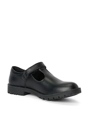 Kickers Black Lachly T Bar Leather Youth Shoes - Image 2 of 5