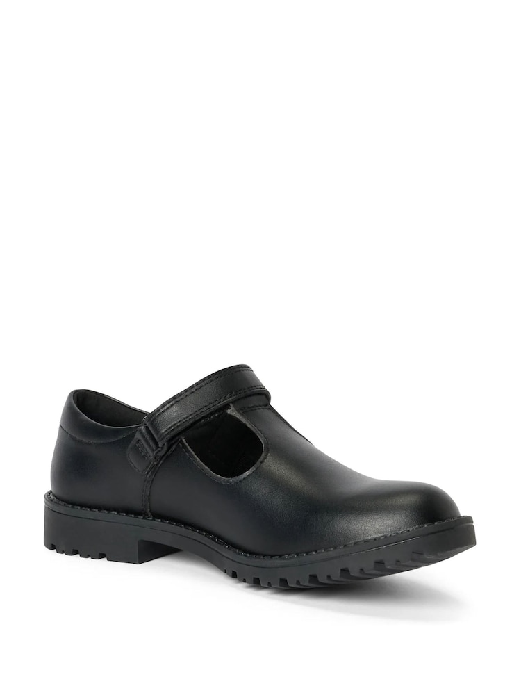 Kickers Black Lachly T Bar Leather Youth Shoes - Image 2 of 5 Kickers Black Lachly T Bar Leather Youth Shoes - Image 2 of 5