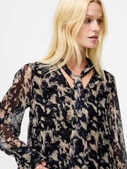 French Connection Black Amelia Hallie Tie Nk Blouse - Image 2 of 7