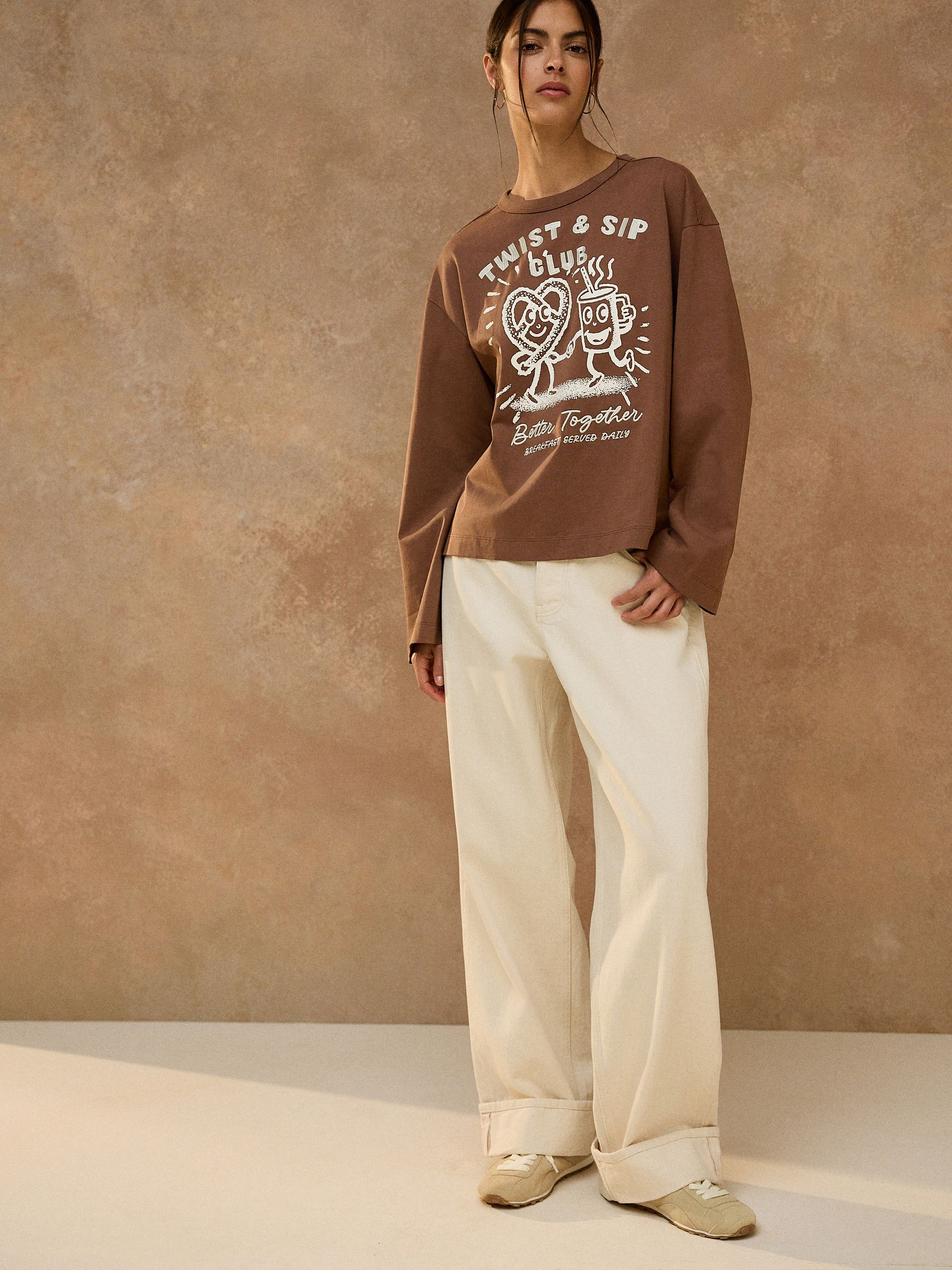 baserangebamboo tee long sleeve チョコレート M Sommer | Baserange