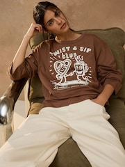 Chocolate Brown Relaxed Long Sleeve Graphic T-Shirt - Image 3 of 5