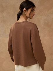 Chocolate Brown Relaxed Long Sleeve Graphic T-Shirt - Image 4 of 5
