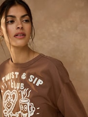 Chocolate Brown Relaxed Long Sleeve Graphic T-Shirt - Image 5 of 5