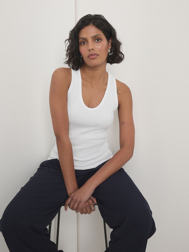 White Thick Strap Vest Top - Image 1 of 8