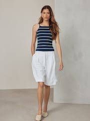 Navy Blue Stripe Thin Strap Pinny Vest - Image 3 of 5
