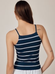Navy Blue Stripe Thin Strap Pinny Vest - Image 4 of 5