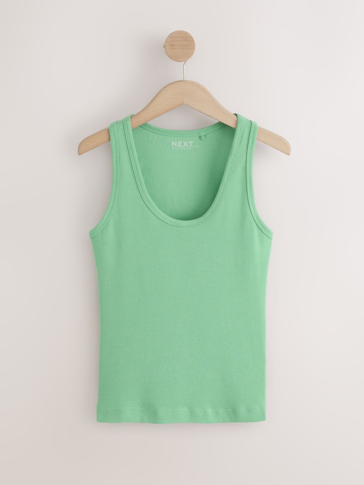 Green/White Thick Strap Racer Back Vests 2 Pack - Image 2 of 5