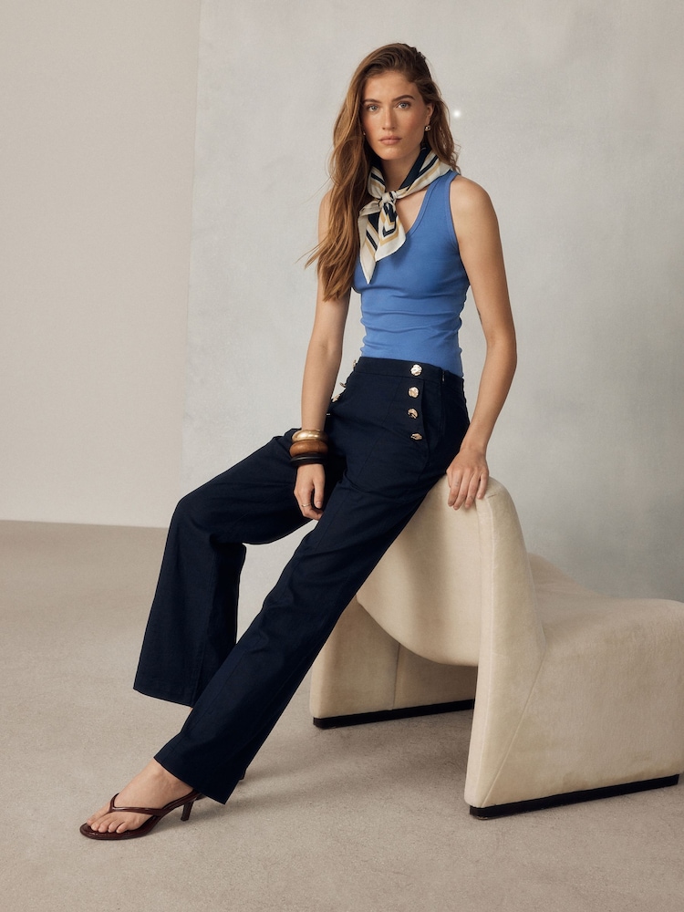 Navy Thick Strap Vest Top - Image 2 of 8