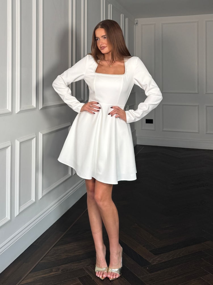 Girl In Mind White Kathryn Square-Neck Mini Dress - Image 2 of 6