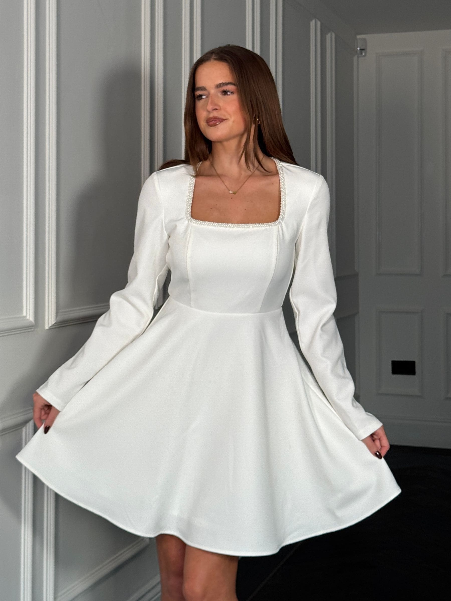 Buy Girl In Mind White Kathryn Square-Neck Mini Dress from Next USA